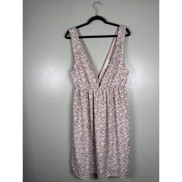 Piper & Scoot Floral Boho Dainty Dress With Deep V On‎ Both Sides Women’s Size L - Picture 1 of 13